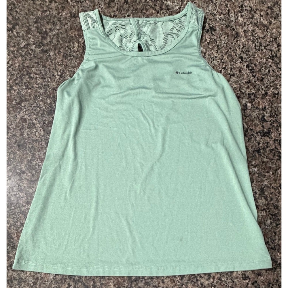 Columbia Womens Mint Green Lace Back Keyhole Activewear Tank Top Sleeveless L